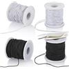 Zocipro 4Pcs Cordoncino Elastico 1mm x 50m, Corda di Filo per Perline con Forbici, Corda in Gomma per Braccialetti, Gioielli, Collana, Ciondolo, Cucire e Fai-da-Te (Nero, Bianco)