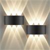 GOOSKI 2 Pezzi Applique da Parete LED IP65 per Interni ed Esterni, 6W Luce Up & Down con 6 Sorgenti Luminose, 3000K Bianco Caldo, Lampada da Parete in Alluminio per Soggiorno Camera Scale Corridoio