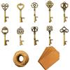 XONOR Apribottiglie chiave - 50 pezzi Apribottiglie chiave scheletro vintage con carta regalo Kraft e spago per bomboniere Decorazione rustica antica per feste (10 stili, bronzo)