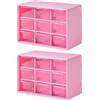 Pyuyan 2 scatole per bricolage con 9 cassetti, mini organizer per cassetti, impilabile, per cosmetici, gioielli, cancelleria (rosa)