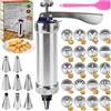 YIYICO Pressa per Biscotti Sparabiscotti Spara Biscotti Macchina per Biscotto Professionale Pistola Biscotto in Acciaio Inox con 20 Stencil e 8 Beccucci Decorativa per Siringa Dolci Frolla