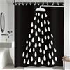 Hnmdmyi Tenda da doccia bianca e nera 90x180, Moderno e divertente soffione doccia e gocce d'acqua Impermeabile Tessuto in poliestere Lavabile Tenda da bagno con ganci