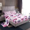 Homemissing Set di lenzuola per bambini, ragazzi e ragazze, con stampa a cuore ghepardo, con tasca profonda, lenzuolo con angoli, per letto singolo, romantico, decorazione per San Valentino, set di
