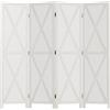 HOMCOM Paravento da Interno a 4 Pannelli Pieghevole, 182x170 cm Separé Divisorio per Ambienti Interno in Legno per Casa, Soggiorno e Ufficio, Bianco