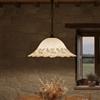 Mondocreazioni Lampadario a Sospensione Ingresso Classico in Vetro, 1 Luce, per Cucina, Bagno, Camera, Soggiorno, Scala, Corridoio art. foglie (Ambra)