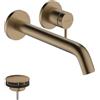 hansgrohe Tecturis S - Rubinetto lavabo a incasso per montaggio a parete, Miscelatore lavabo risparmio idrico (EcoSmart) con bocca di erogazione 22,5 cm, bronzo spazzolato, 73351140