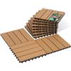 VOUNOT® Set da 16 Piastrelle ad Incastro in WPC 30x30 cm, Pavimento da Esterno Antiscivolo e Drenante, Tagliabili e Resistenti all'Acqua per Terrazza, Patio e Piscina, Colore Legno