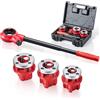 VEVOR Kit Filettatrice Manuale per Tubi a Cricchetto con 3 Filiere, 1/2, 3/4, 1 BSPT, Filettatrice Manuale per Tubi, Impugnatura Comoda, con Valigetta per Installazione e Riparazione Idraulica
