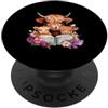 Cozy Cow Creations Libro di lettura della famiglia della mucca delle Highland stravaganti PopSockets PopGrip Adesivo