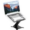 PureMounts Supporto per laptop regolabile in altezza, pieghevole ed ergonomico per notebook per l'ufficio, supporto per laptop in alluminio con ventilazione e cuscinetti antiscivolo, nero
