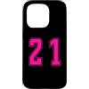 Uniform Pink Number SUL RETRO E FRONTE Custodia per iPhone 15 Pro Rosa Numero 21 Uniforme Numerata Squadra Sportivo
