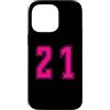 Uniform Pink Number SUL RETRO E FRONTE Custodia per iPhone 14 Pro Max Rosa Numero 21 Uniforme Numerata Squadra Sportivo