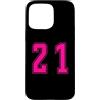 Uniform Pink Number SUL RETRO E FRONTE Custodia per iPhone 15 Pro Max Rosa Numero 21 Uniforme Numerata Squadra Sportivo