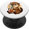 Cute Kawaii Otter Drinks Boba Bubble Tea Carino Otter Kawaii Anime Bere Bubble Tea Ragazza Bambini PopSockets PopGrip Adesivo