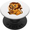 Cute Kawaii Lion Drinks Boba Bubble Tea Cute Lion Kawaii Anime Bere Bubble Tea Ragazza Bambini PopSockets PopGrip Adesivo