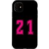 Uniform Pink Number SUL RETRO E FRONTE Custodia per iPhone 11 Rosa Numero 21 Uniforme Numerata Squadra Sportivo