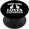 Ladybug Lover Merch with Retro Garden Ae Questa ragazza ama le coccinelle due pollici PopSockets PopGrip Adesivo