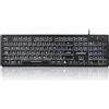 Perixx Periboard-317 - Tastiera cablata USB retroilluminata a LED bianco, tasti illuminati, QWERTY britannica, nero