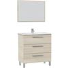 LBSIGN Mobile Bagno 80 Cm 3 Cassetti Con Lavabo E Specchio Athena Rovere