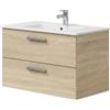LBSIGN Mobile Da Bagno Sospeso 80 Cm 2 Cassetti Con Lavabo Nexa Rovere Canadian