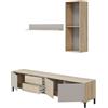 Fores Mobile TV 200 Cm Con Ante Cassetti E Mensole Superiori Nilo Cashmere E Rovere Canadian