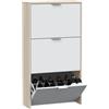 Fores Scarpiera 3 Ante Doppio Scomparto 60x22x113 Cm Salvaspazio 18 Paia Bianco Lucido Rovere