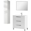 Fores Mobile Bagno 80 Cm Con Lavabo Specchio E Colonna Da Terra Bianco Athena 3 Cassetti