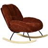 MEUBLE COSY Sedia a Dondolo Imbottita Poltrona Relax con Schienale Seduta Extra Larga in Tissu Chenille, Gambe in Legno, per Soggiorno Cameretta, Rosso