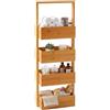 Relaxdays Scaffale da bagno, 4 cestini, AxLxP: 88 x 28 x 16 cm, naturale | Bambù/MDF, salvaspazio