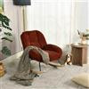 MEUBLE COSY Sedia a Dondolo Imbottita Poltrona Relax con Schienale Seduta Extra Larga in Tissu Chenille, per Soggiorno Cameretta, Gambe in Legno, Rosso
