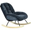 MEUBLE COSY Sedia a Dondolo Imbottita Poltrona Relax con Schienale Seduta Extra Larga in Tissu Chenille, Gambe in Legno, per Soggiorno Cameretta, Blu