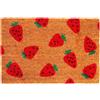 Relaxdays zerbino in cocco 60x40, antiscivolo, resistente, fragole, per interno ed esterno, multicolore