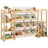 Relaxdays Scaffale per Bambini, 12 Box, 4 Ripiani, Porta-Peluche, HxLxP 80 x 150 x 30 cm, scaffale Giocattoli, Legno