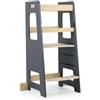 Relaxdays Lernturm, Altezza Regolabile, antiribaltamento, 90 x 40 x 44 cm, per Bambini, Antracite/Naturale