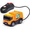 Dickie Toys - Volvo FMX Garbage Truck (13 cm), camion della spazzatura per bambini dai 3 anni in su, controllo cavi, funzione di sollevamento container, luce, marcia in avanti e indietro, veicolo