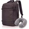 Generico Zaino da Viaggio 40x25x20 cm per Ryanair Bagaglio a Mano 20L + CUSCINO GONFIABILE, Zaino Porta PC 17 Pollici Impermeabile in Nylon, Zaino Leggero con Fascia Trolley, Uomo Donna (Cuscino Grigio)