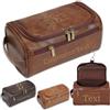 Umitive Personalizzata Beauty Case da Viaggio Uomo in Pelle, Idea Regalo per Papà o Nonno, San Valentino, Compleanno (Marrone scuro-1)