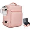 KONO Zaino Ryanair 40x30x20, Bagaglio a Mano 24L, Zaino da Viaggio Porta PC 16 Pollici con Apertura 180°, Porta USB, Tasca Antifurto e Fascia Trolley (40 x 30 x 20 cm, Rosa)