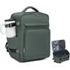 KONO Zaino Ryanair 40x30x20, Bagaglio a Mano 24L, Zaino da Viaggio Porta PC 16 Pollici con Apertura 180°, Porta USB, Tasca Antifurto e Fascia Trolley (40 x 30 x 20 cm, Verde)
