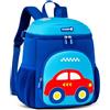 PROTAURI Zainetto Asilo Bambino con Cinturino Toracico, Zaino Bimbo Asilo Riflettente e Impermeabile, Zaino Asilo Nido Leggero in SBR per 2-6 Anni, 10.6L, Macchina Azzurra
