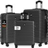 Deuba TRAVEL Set di Valigie Rigide 3 Pezzi M/L/XL con Valigia Rigida da Viaggio Grande con Rotelle a 360° Bagaglio a Mano Trolley in Materiale ABS
