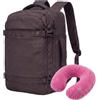 Generico Zaino da Viaggio 40x25x20 cm per Ryanair Bagaglio a Mano 20L + CUSCINO GONFIABILE, Zaino Porta PC 17 Pollici Impermeabile in Nylon, Zaino Leggero con Fascia Trolley, Uomo Donna (Cuscino Rosa)