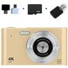 Generic Videocamera 4K con foto da 48 MP, zoom 16x, schermo da 2,4 pollici, tecnologia anti-shake con rilevamento del volto e varie modalità scena (oro 32G)