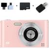 Generic Videocamera 4K con foto da 48 MP, zoom 16x, schermo da 2,4 pollici, tecnologia anti-shake con rilevamento del volto e varie modalità scena (rosa 32G)