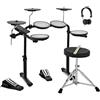 gear4music VISIONDRUM Batteria Elettronica Adulti e Bambini Principianti con 7 pad in Mesh - Batteria Compatta a Rete Silenziosi con Sgabello e Cuffie - Nero