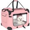 PawHut Trasportino pieghevole cani gatti 2 maniglie 60x41,5x41cm Rosa | Trasportino, finestre a rete, cuscino morbido, borsa da trasporto per mini cani.