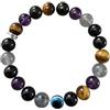 VLAN Bracciale Protezione Energia Protezione Aiuta ad allontanare le energie negative, ancoraggio e luce interna - ossidiana nera, occhio di tigre, tormalina, labradorite, ametista, occhio blu, 17cm