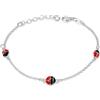 amorili Bracciale Coccinella in Argento 925 per Bambina - Braccialetto Regolabile Portafortuna - Gioiello Ragazza - Idea Regalo Bambine - Confezione Regalo Inclusa