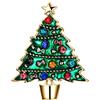 Ever Faith - Spilla stella Bowknot verde albero austriaco cristallo smalto tono-oro N04532-2, Cristallo