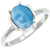 SILVERTROVE in Larimar pietra preziosa per Anello placcato argento Uomo e donna gioielli fatti a mano di tutte le taglie CRG1255BF_49 (15.6)